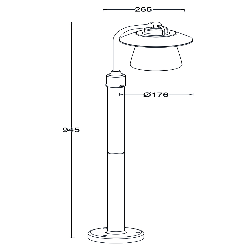 CATE IP44 E27 BOLLARD LIGHT IN BLACK-RUST