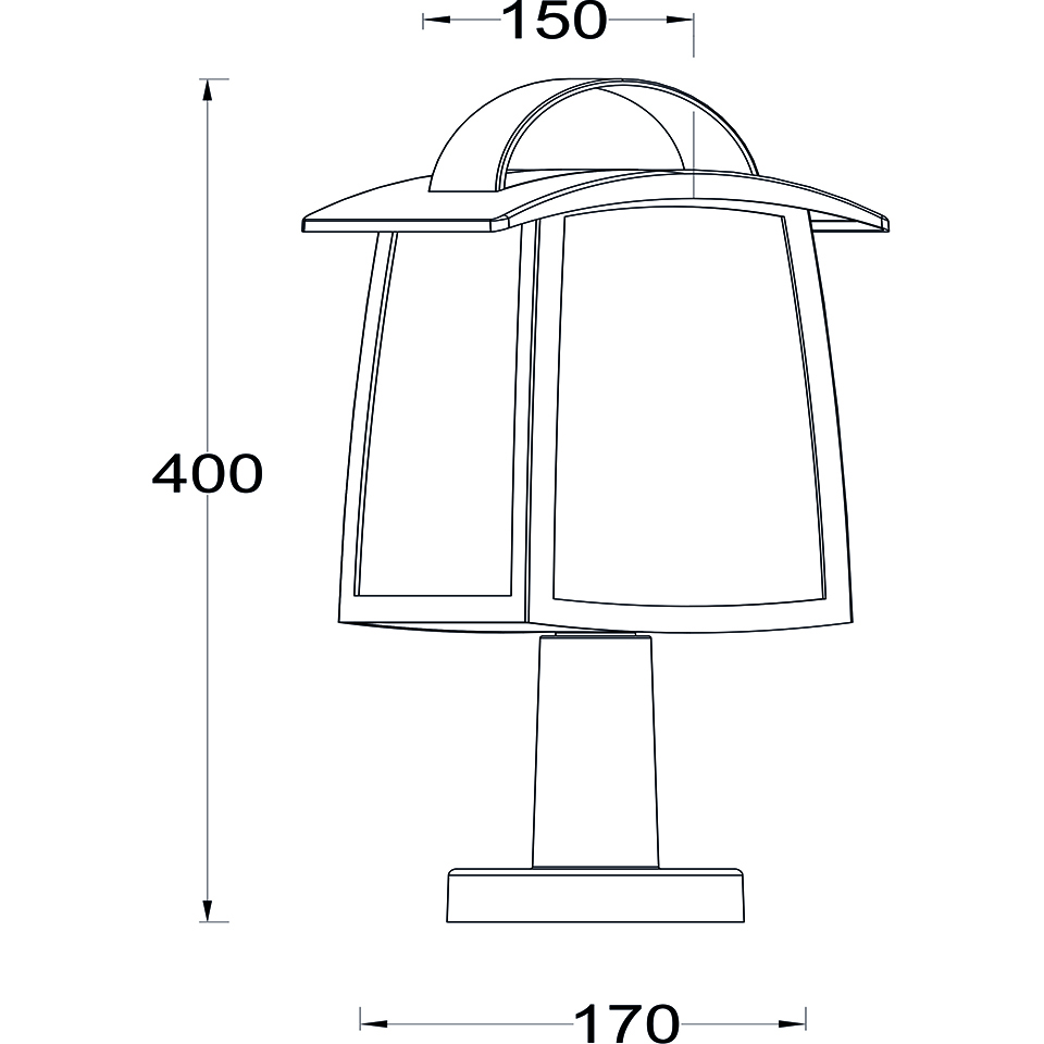 KELSEY IP44 E27 BOLLARD LIGHT IN BLACK WITH WATER GLASS
