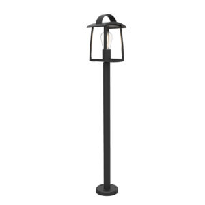 KELSEY IP44 E27 BOLLARD LIGHT IN BLACK WITH CLEAR GLASS