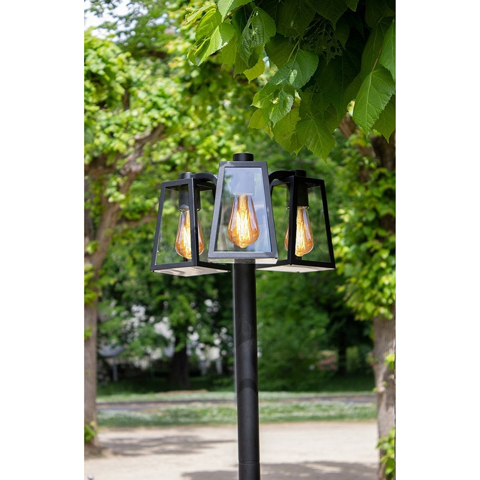 FIA OUTDOOR BIG POST 3 LIGHT E27 BLACK