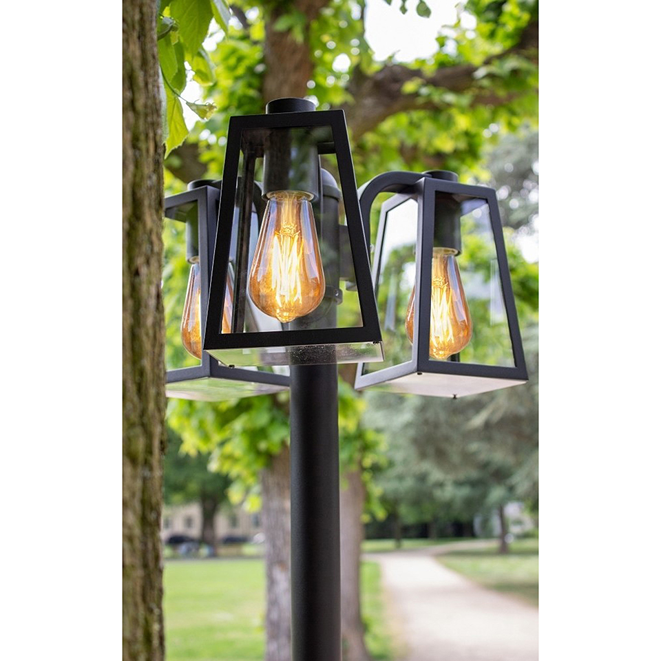 FIA OUTDOOR BIG POST 3 LIGHT E27 BLACK
