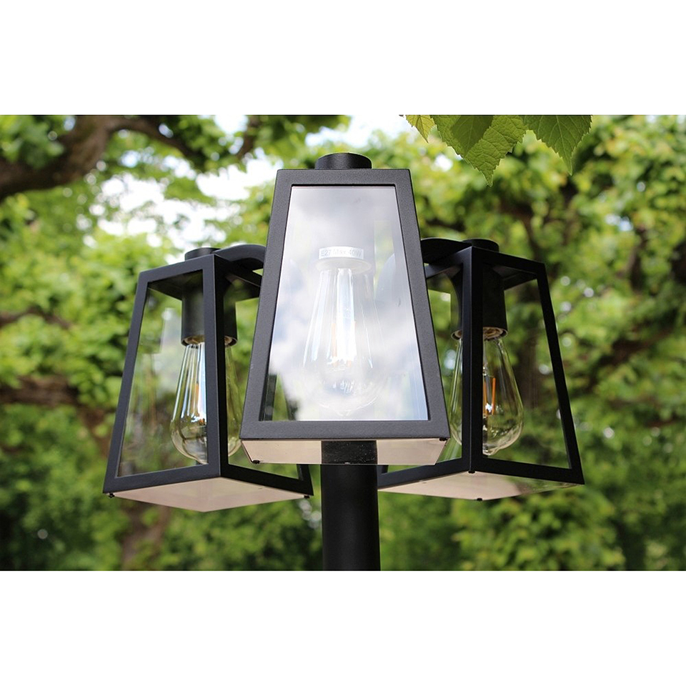 FIA OUTDOOR BIG POST 3 LIGHT E27 BLACK
