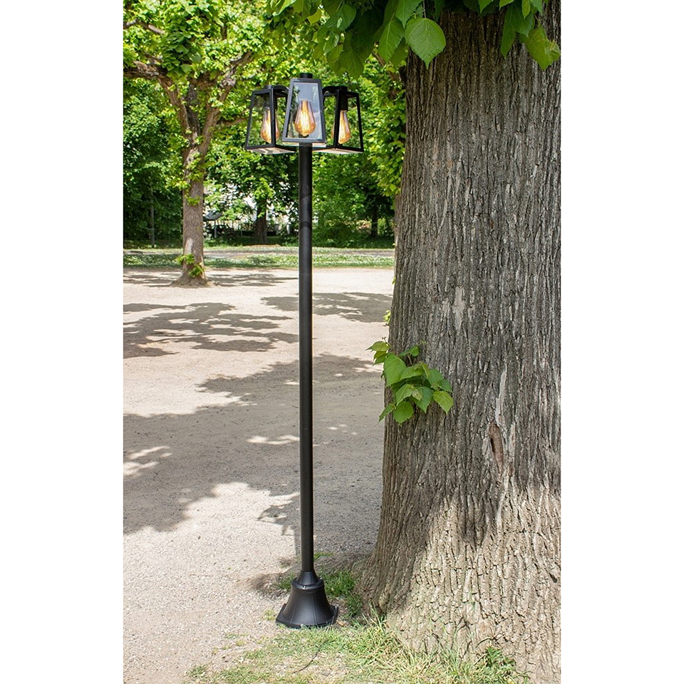FIA OUTDOOR BIG POST 3 LIGHT E27 BLACK