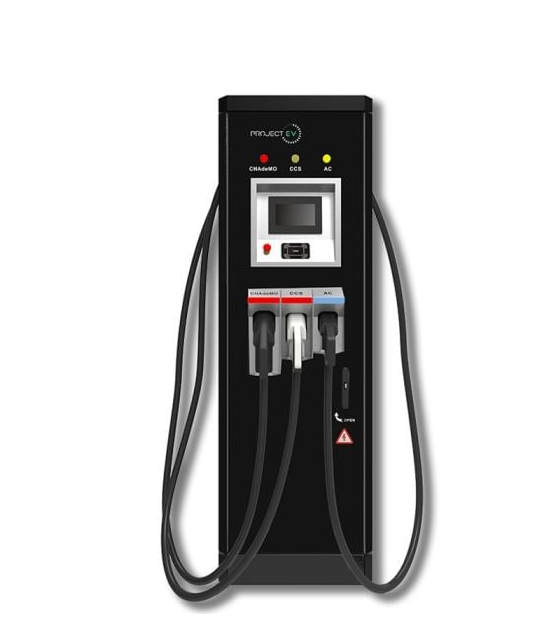 Project EV EVC-AC22S-DC60D 22kW AC/ 60kW DC Floor Charger RFID Triple Gun (Type 2/CCSx2)