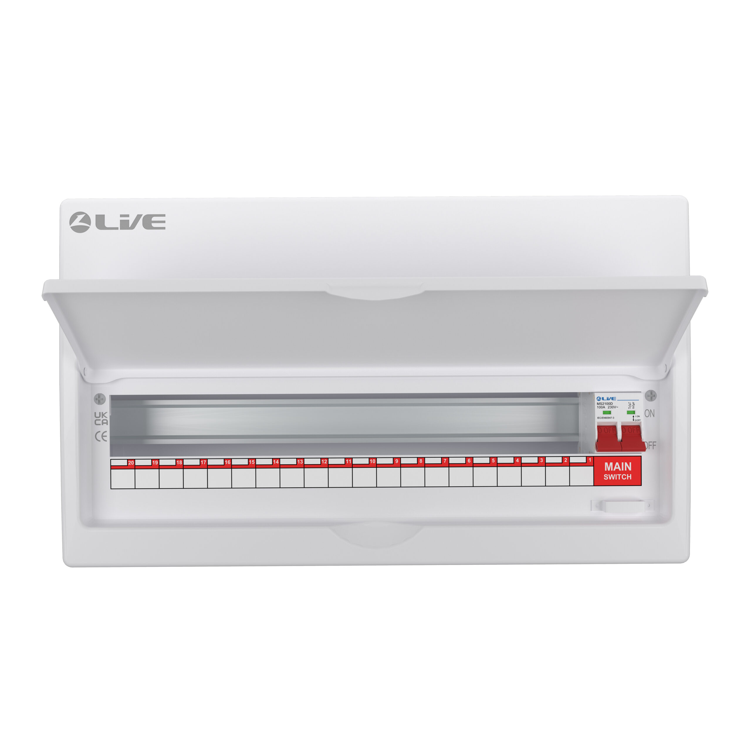 Live LSMC22/100 20 Way Metal Consumer Unit 100A Main Switch