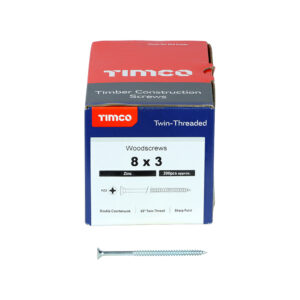 TIMco 00083CWZ 8 x 3 Woodscrews (Box of 200)