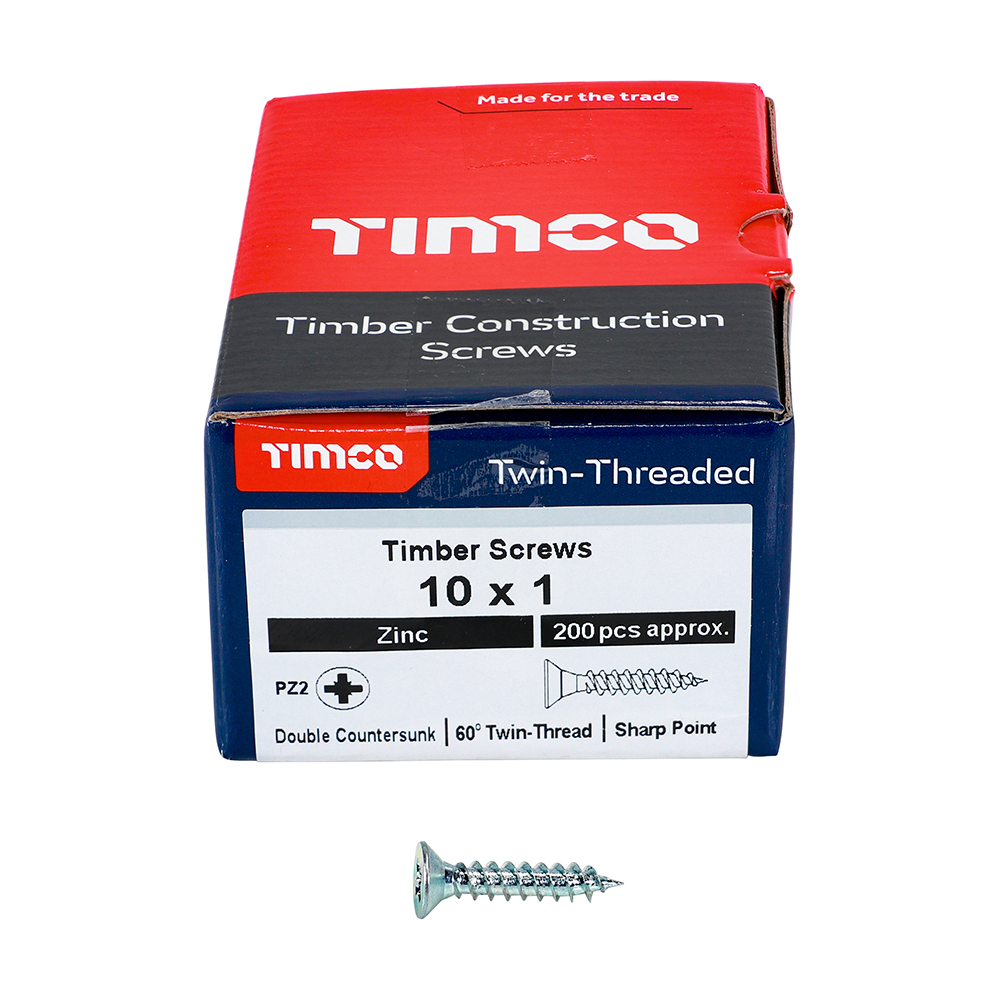 TIMco 00101CWZ 10 x 1 Woodscrews (Box of 200)