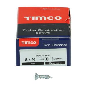TIMco 00834CWZ 8 x 3/4  Woodscrews (Box of 200)