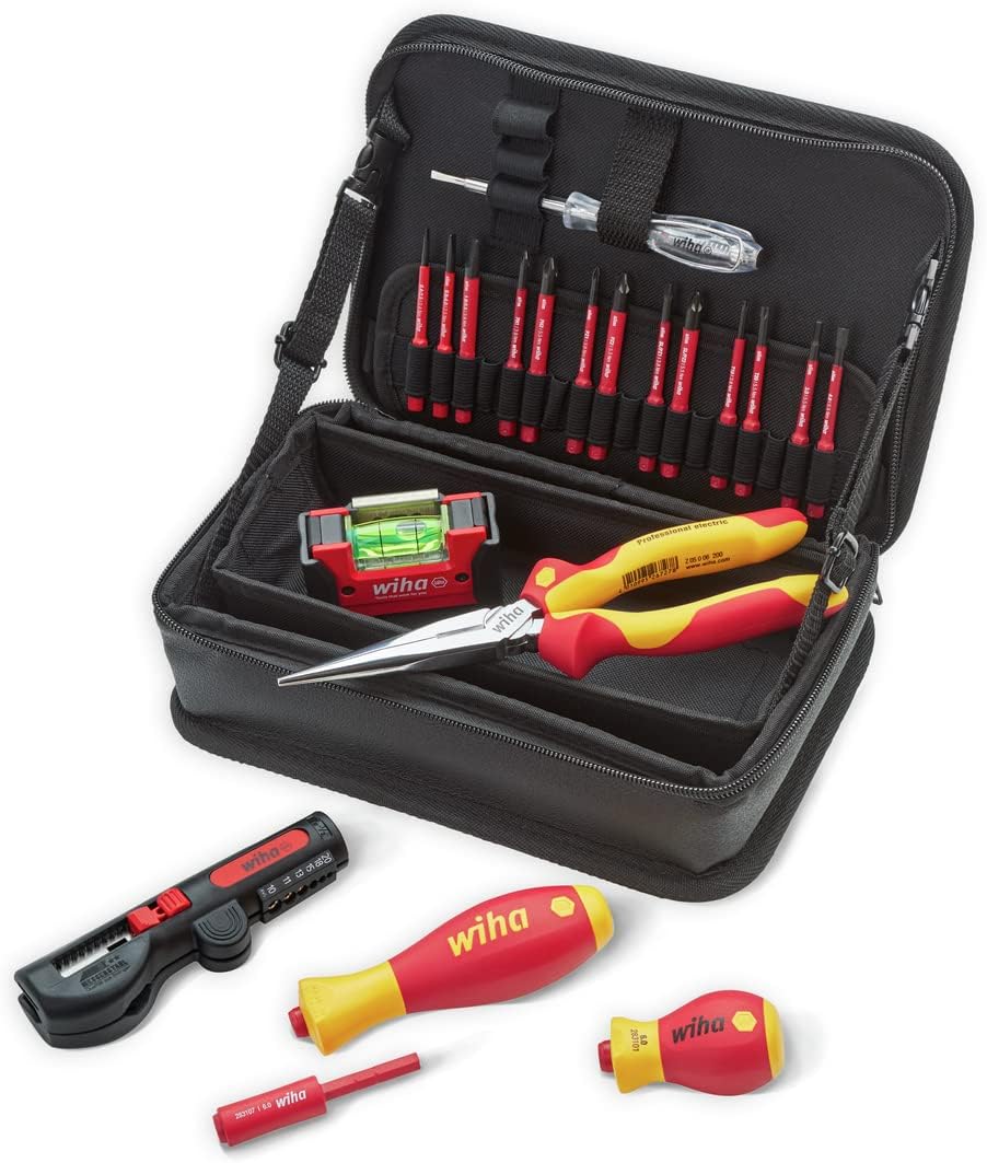 Wiha 45418 21 Piece VDE Insulated Electrician Tool Set In Case