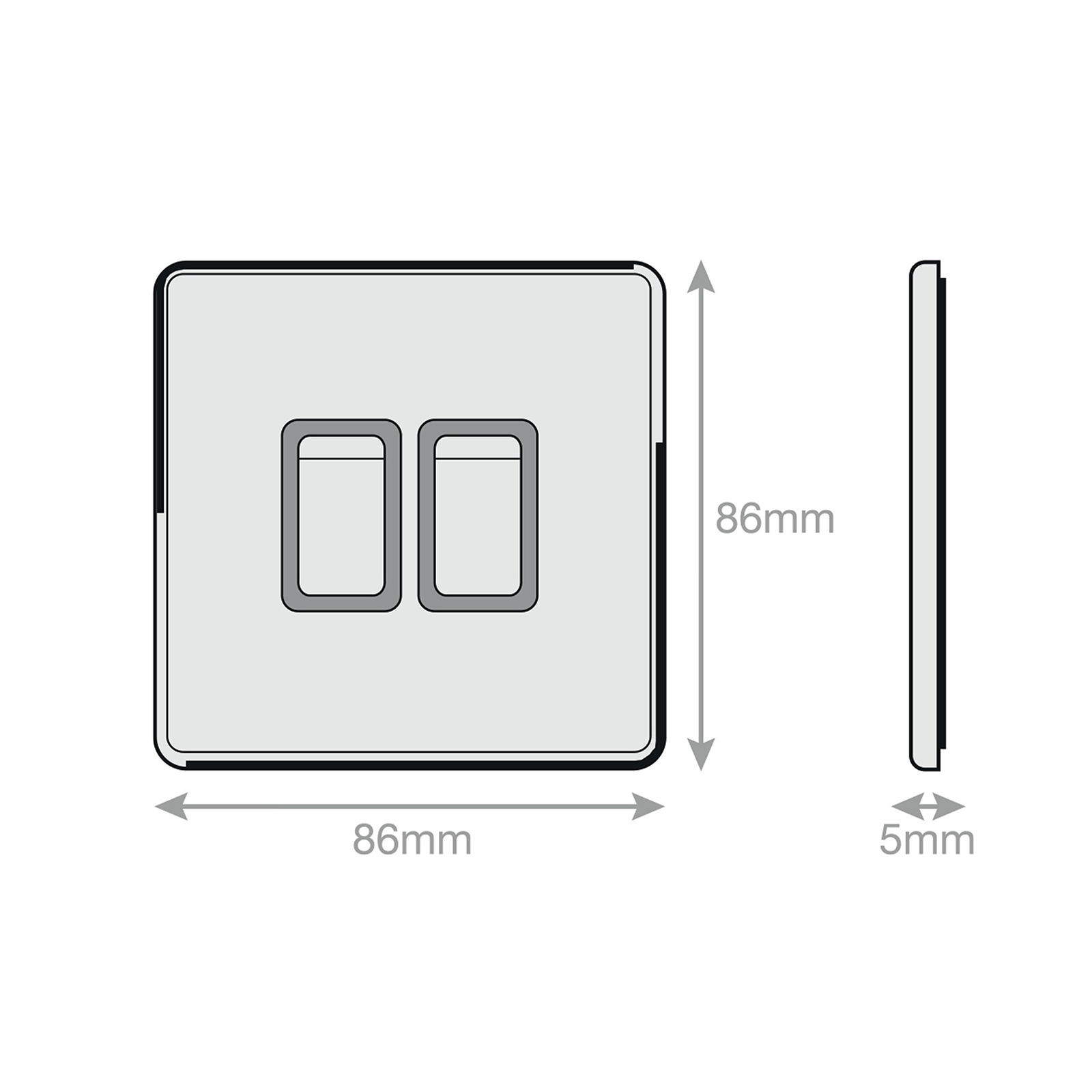 10 Amp Plate Switch - 2 Gang 2 Way - X-Rated - Range Selectric 5M-PLUS Screwless