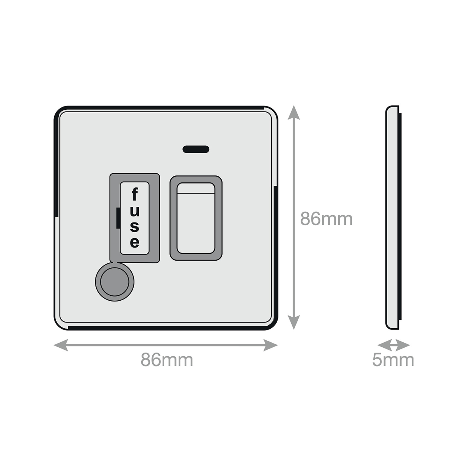 13 Amp Fused Connection Unit with LED Neon & Flex Outlet DP - Switched - Range Selectric 5M-PLUS Screwless