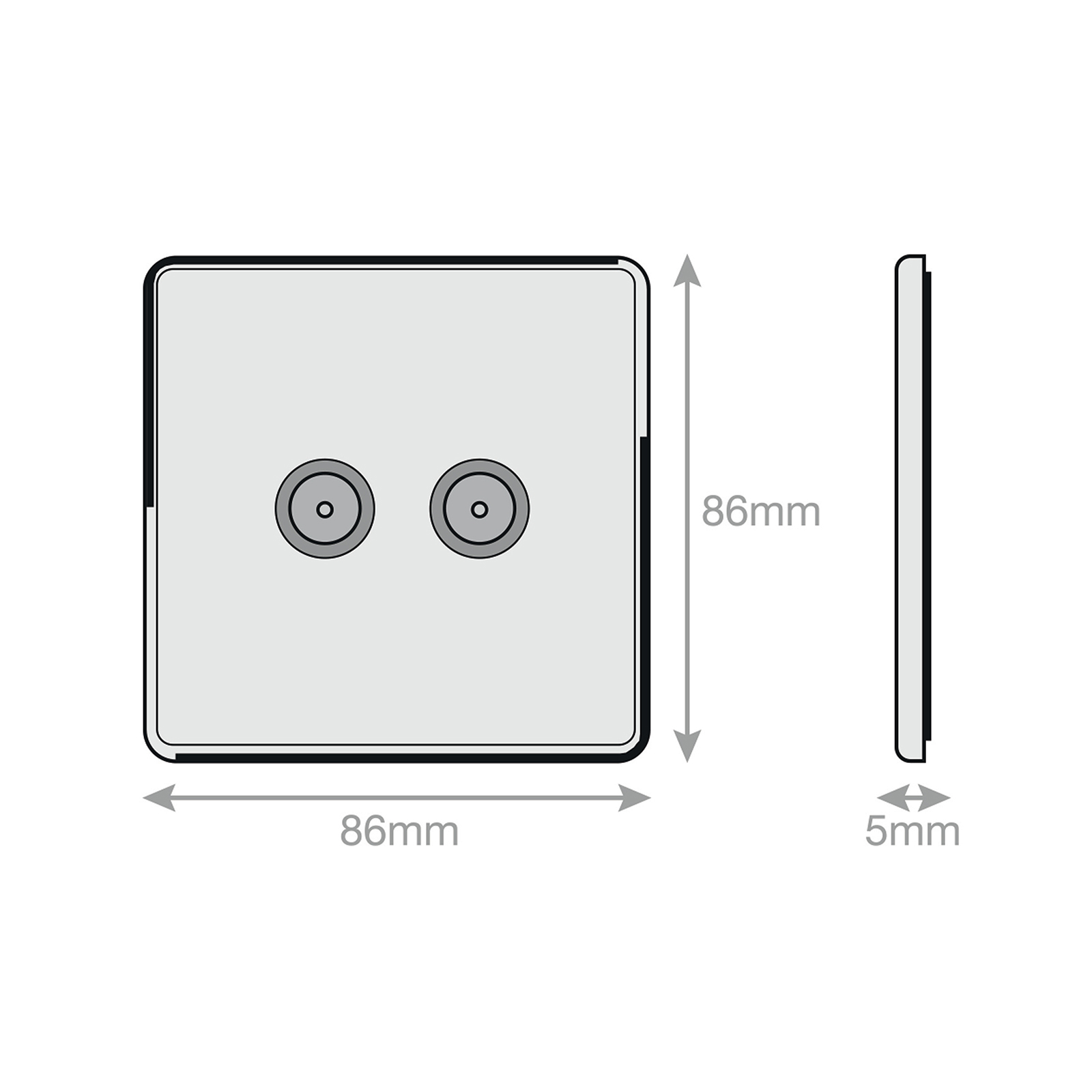 2 Gang TV/FM Coaxial/Aerial Socket - Range Selectric 5M-PLUS Screwless