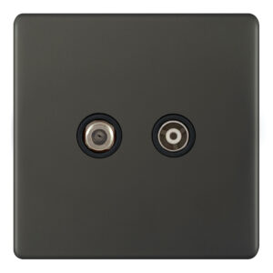 1 Gang F-Type Satellite Socket + 1 Gang TV/FM Coaxial/Aerial Socket Isolated - Range Selectric 5M-PLUS Screwless