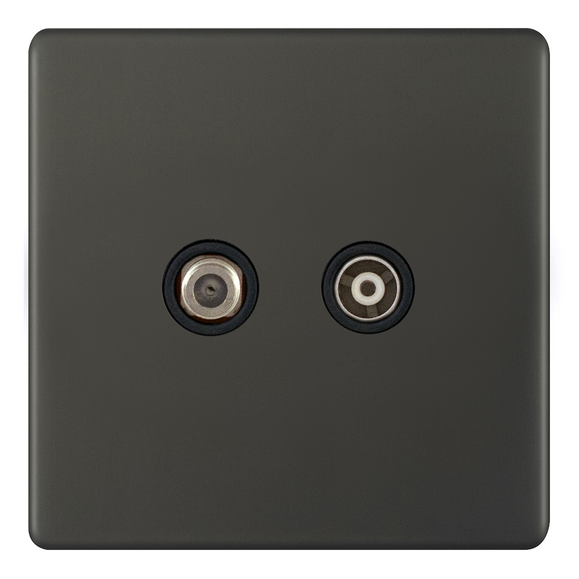 1 Gang F-Type Satellite Socket + 1 Gang TV/FM Coaxial/Aerial Socket Isolated - Range Selectric 5M-PLUS Screwless