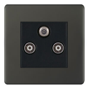 1 Gang F-Type Satellite Socket + 2 Gang TV/FM Coaxial/Aerial Socket Isolated - Range Selectric 5M-PLUS Screwless