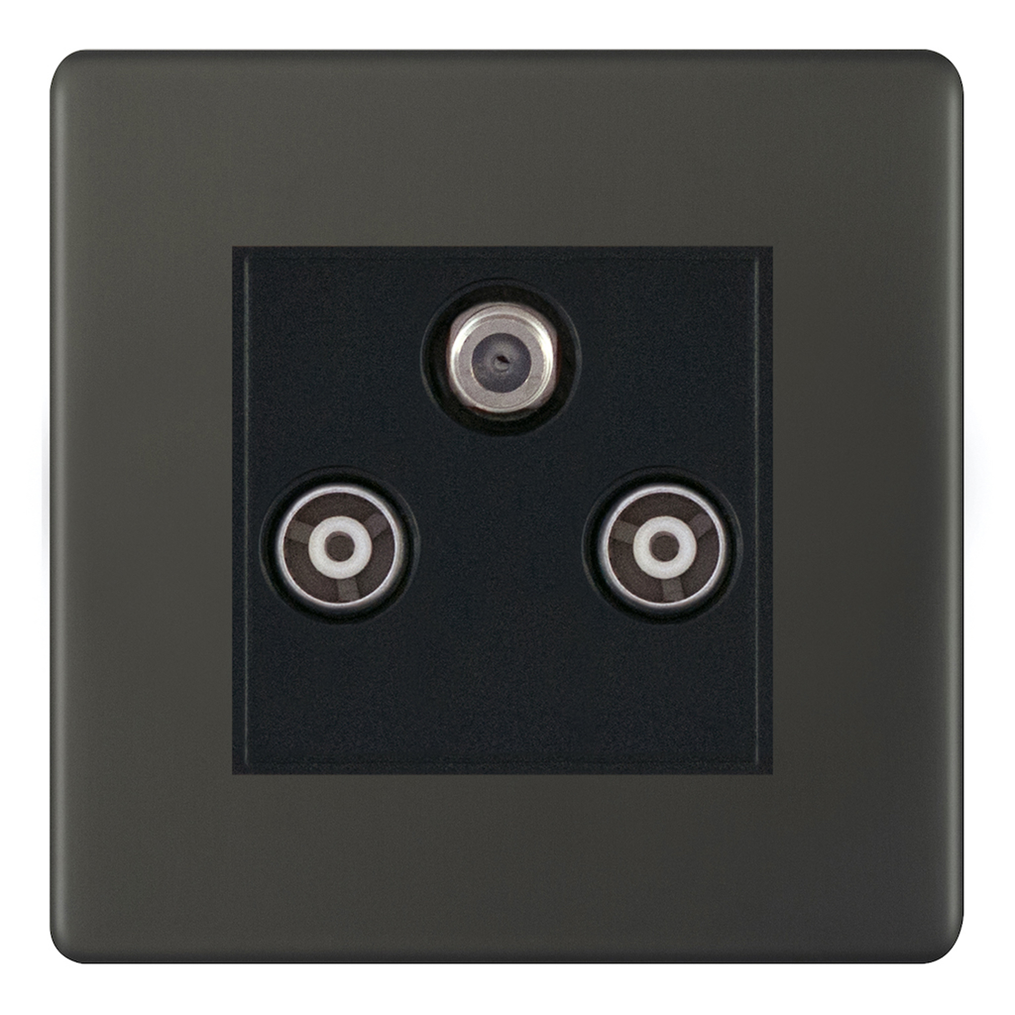 1 Gang F-Type Satellite Socket + 2 Gang TV/FM Coaxial/Aerial Socket Isolated - Range Selectric 5M-PLUS Screwless