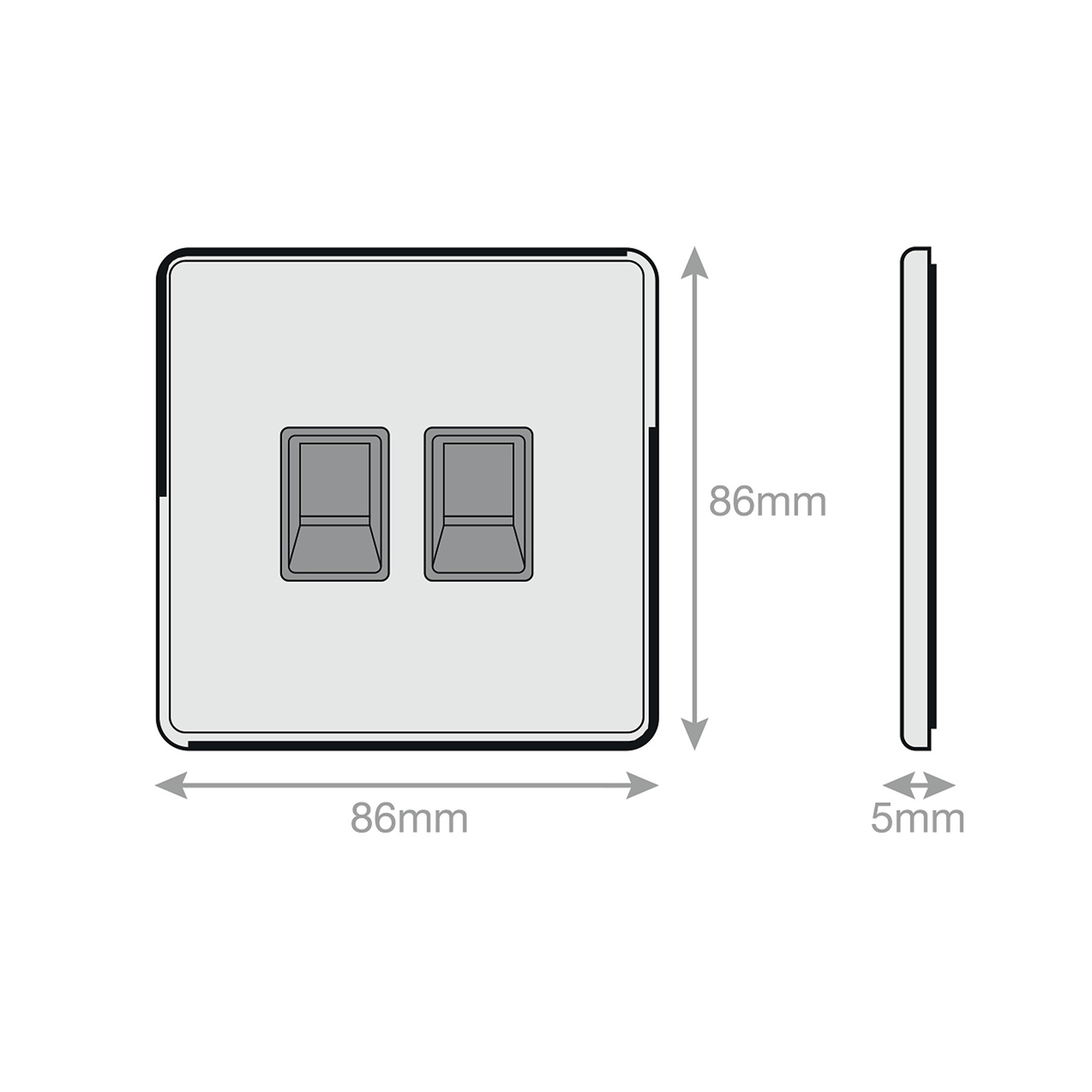 2 Gang RJ45 Computer / Data Socket - Range Selectric 5M-PLUS Screwless