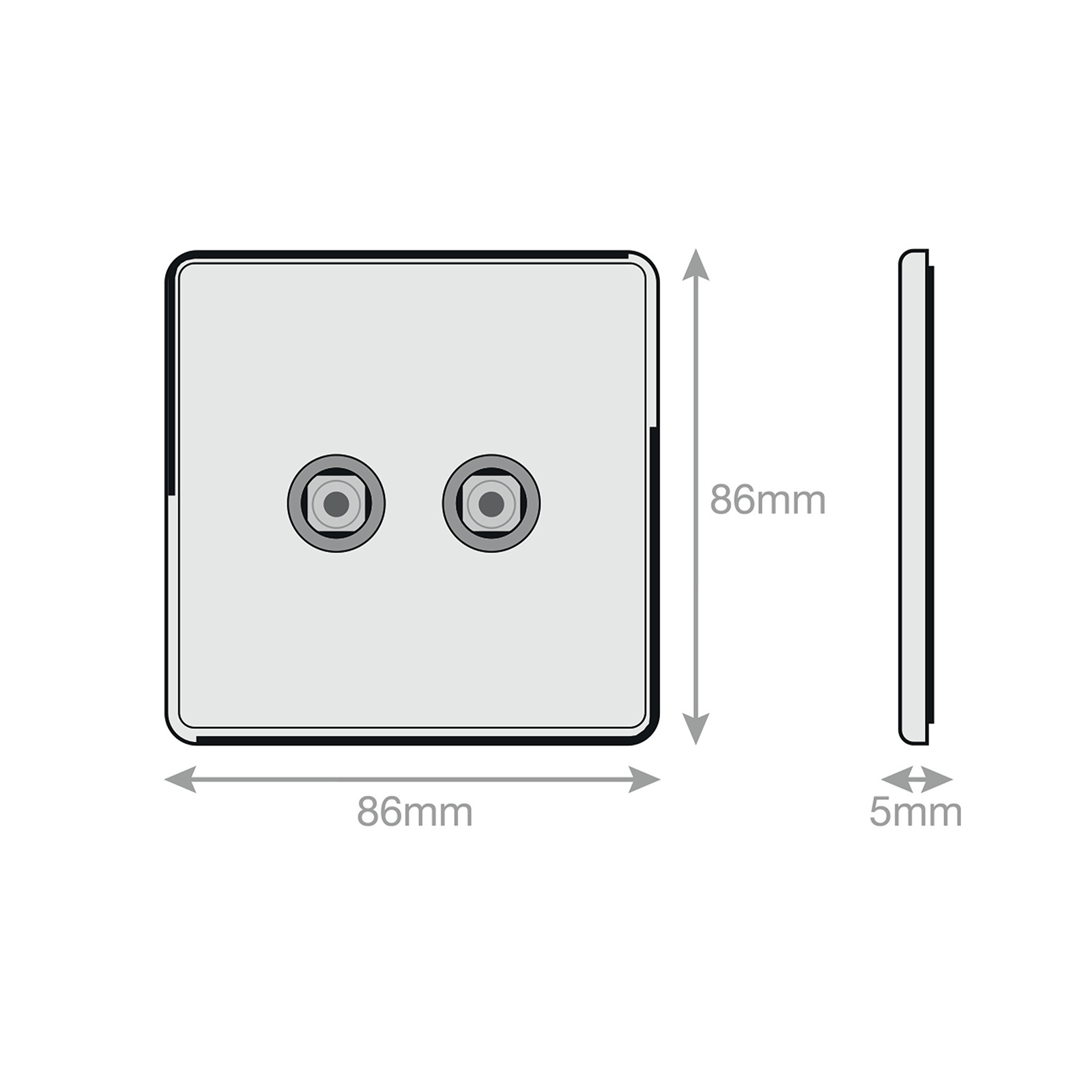 2 Gang F-Type Satellite Socket - Range Selectric 5M-PLUS Screwless