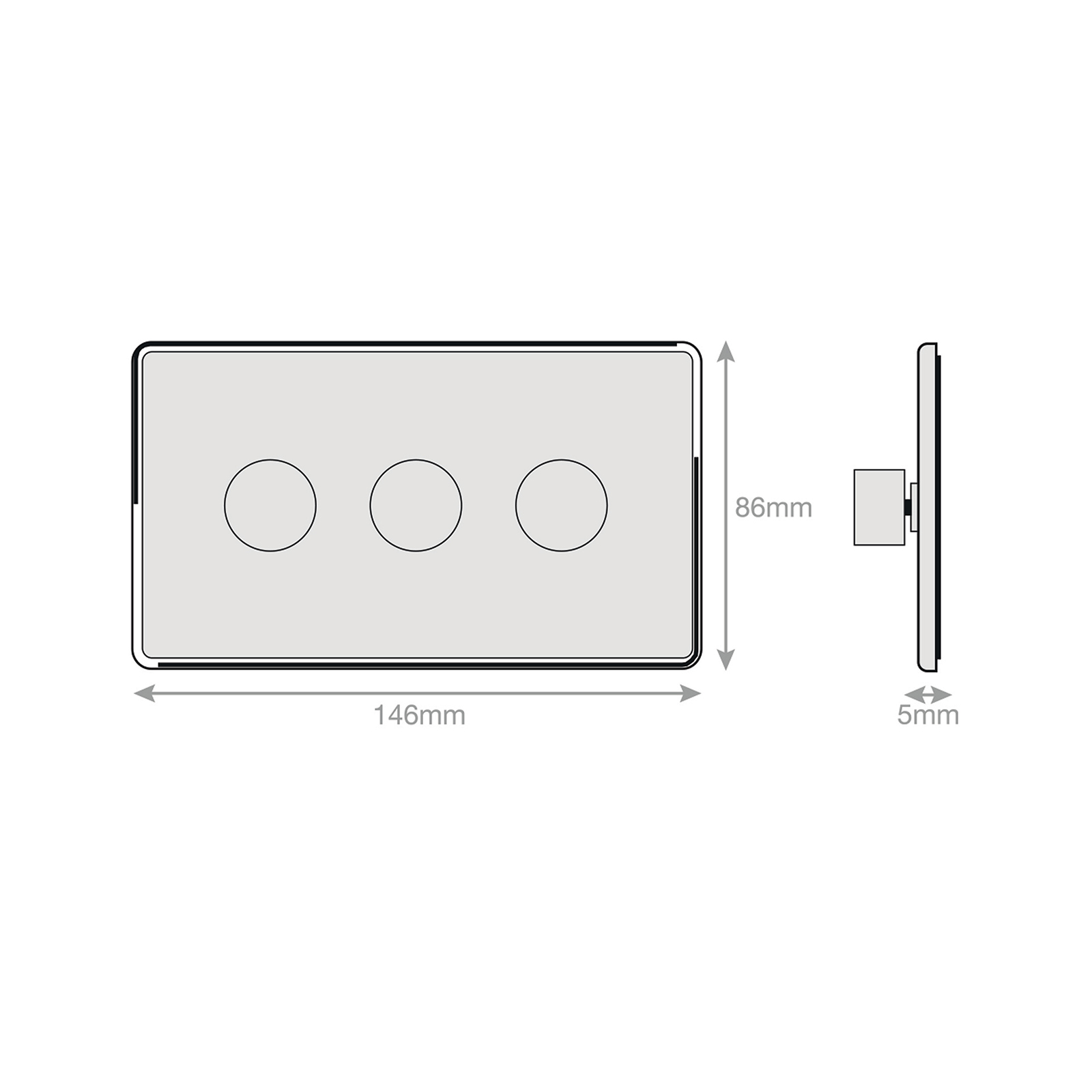 LED Dimmer - 5-100W, 3 Gang 2 Way - Range Selectric 5M-PLUS Screwless
