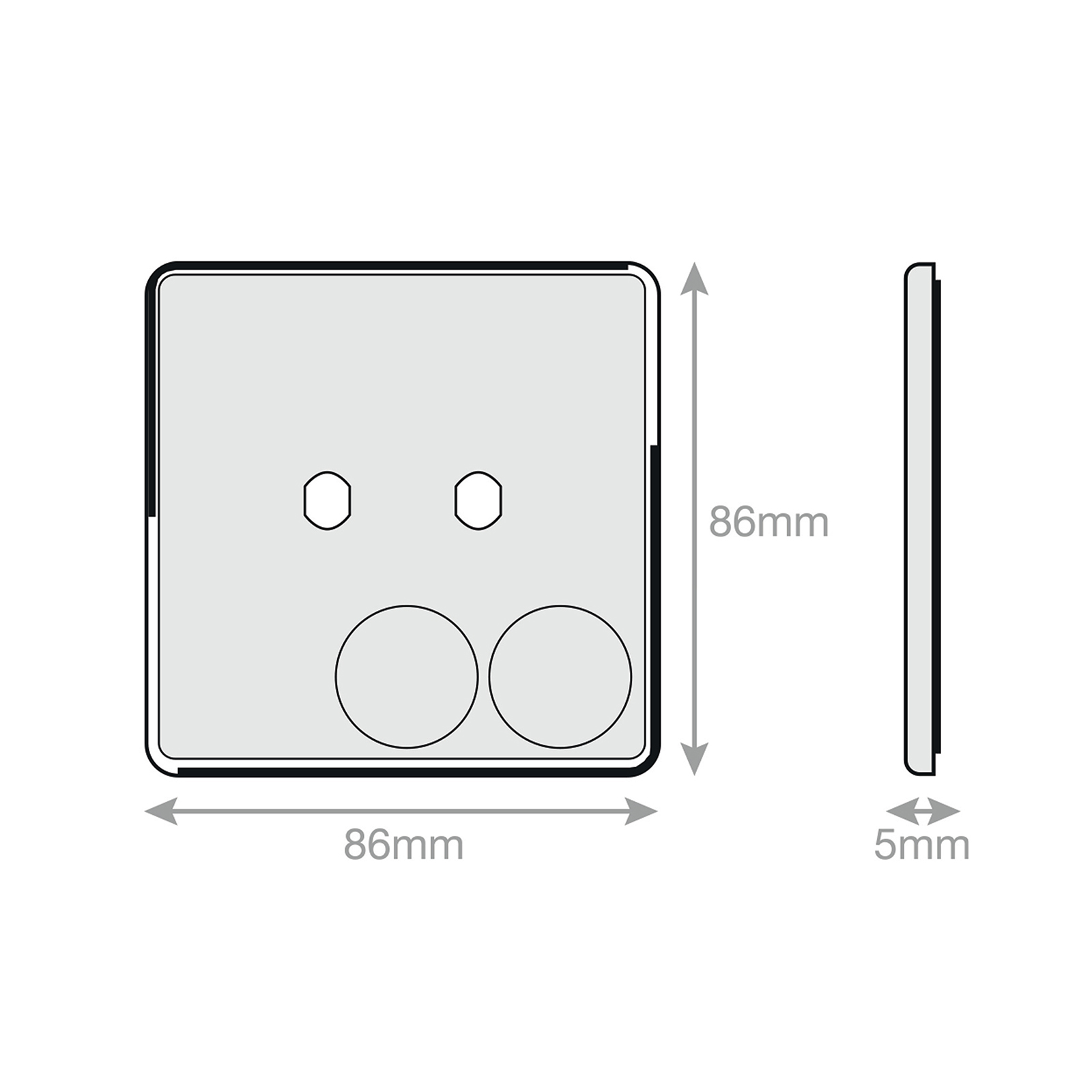 Empty Dimmer Plate - 2 Aperture Plate with Knobs - Range Selectric 5M-PLUS Screwless