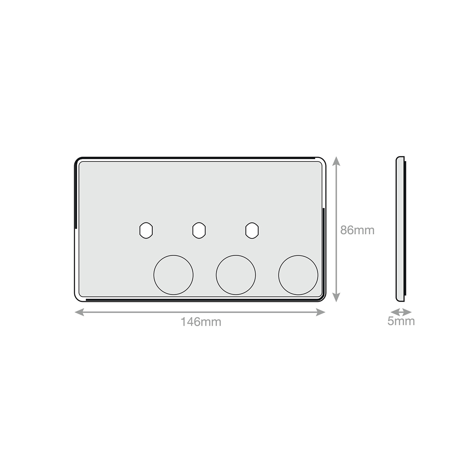 Empty Dimmer Plate - 3 Aperture Plate with Knobs - Range Selectric 5M-PLUS Screwless