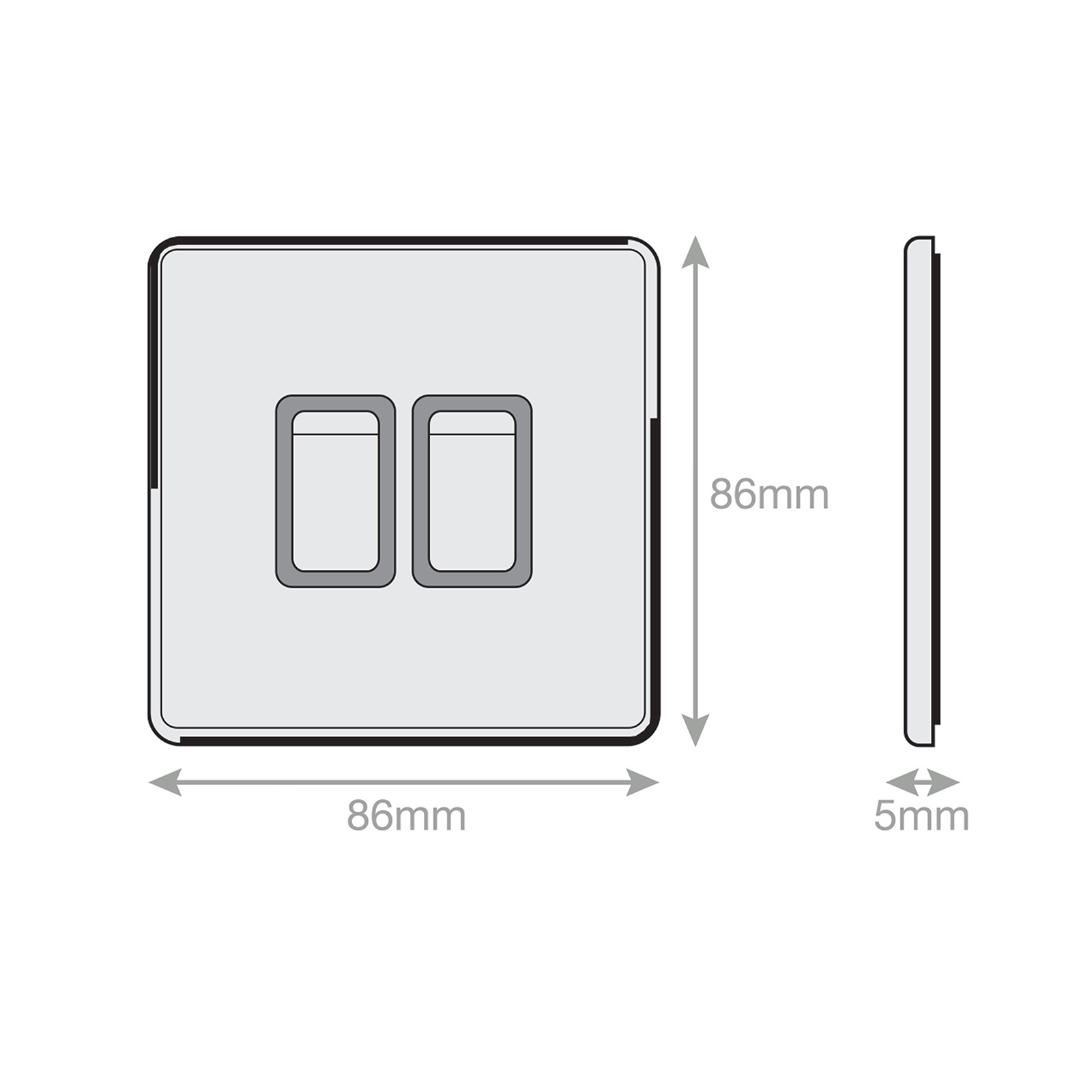 10 Amp Plate Switch - 2 Gang 2 Way - X-Rated - Range Selectric 5M-PLUS Screwless