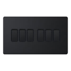 10 Amp Plate Switch - 6 Gang 2 Way - X-Rated - Range Selectric 5M-PLUS Screwless