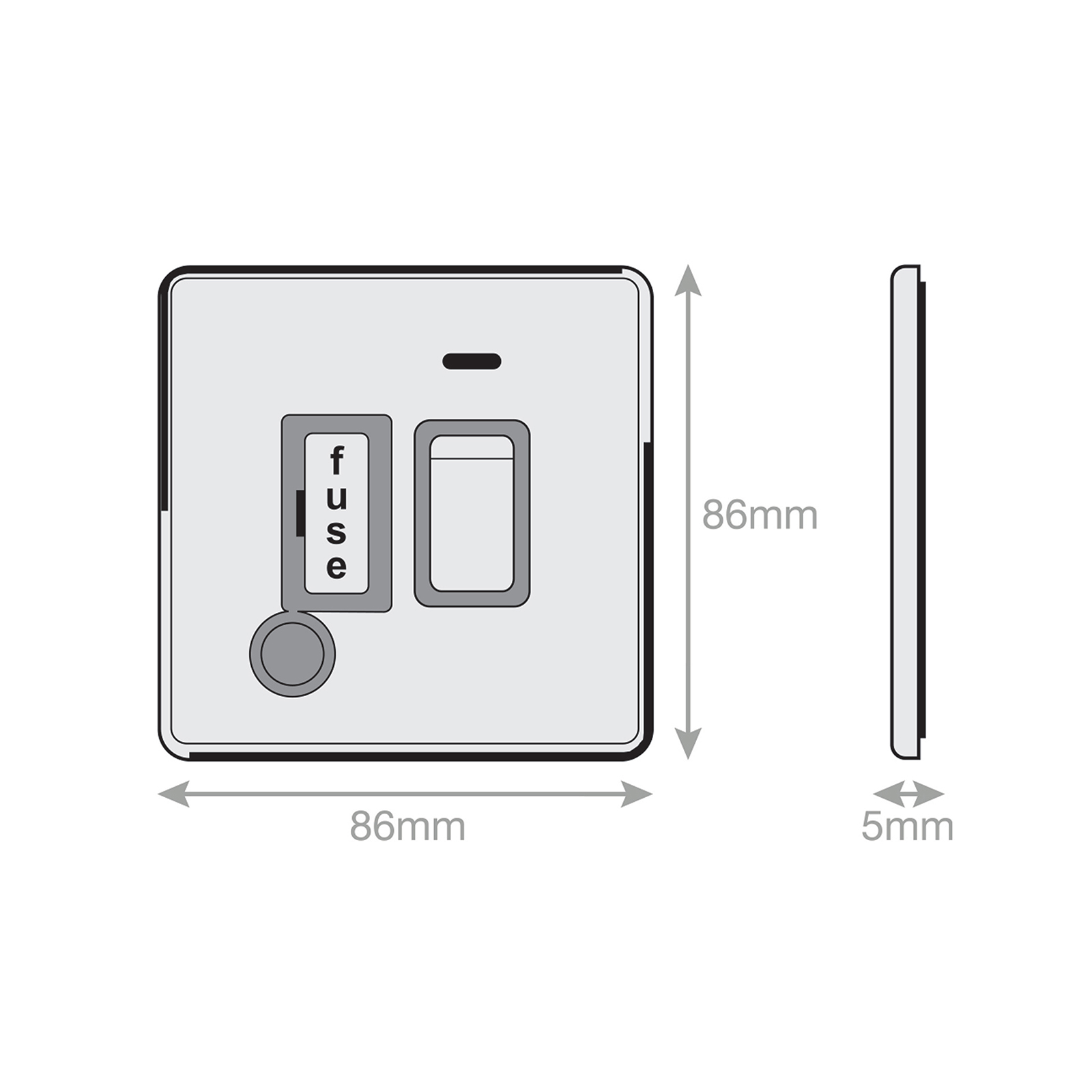 13 Amp Fused Connection Unit with LED Neon & Flex Outlet DP - Switched - Range Selectric 5M-PLUS Screwless