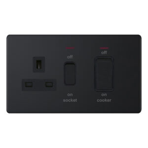 45 Amp Cooker Unit with 13 Amp Switched Socket + LED Neons - Range Selectric 5M-PLUS Screwless