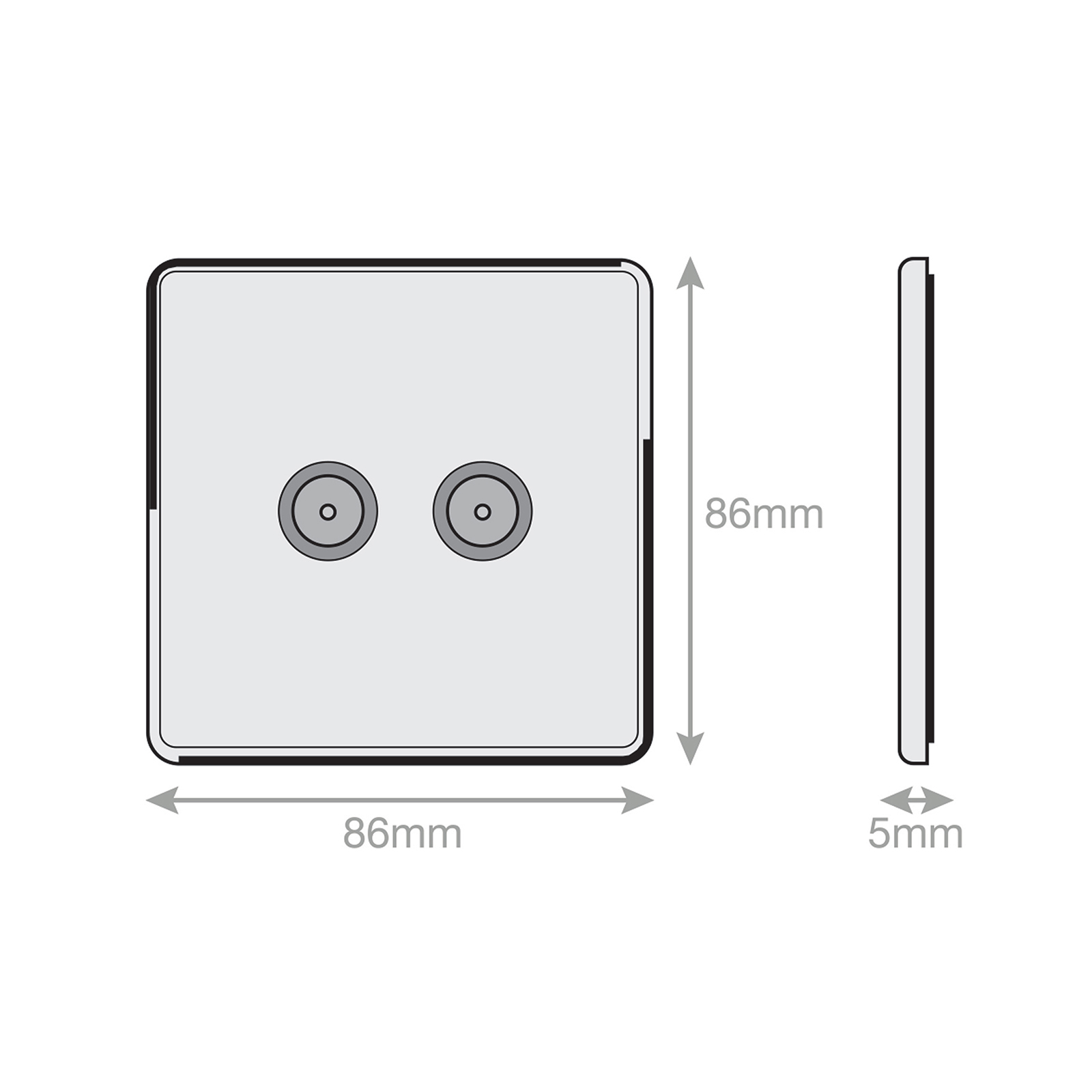 2 Gang TV/FM Coaxial/Aerial Socket - Range Selectric 5M-PLUS Screwless