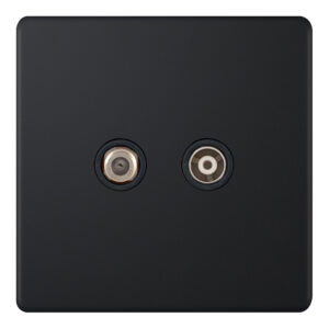 1 Gang F-Type Satellite Socket + 1 Gang TV/FM Coaxial/Aerial Socket Isolated - Range Selectric 5M-PLUS Screwless