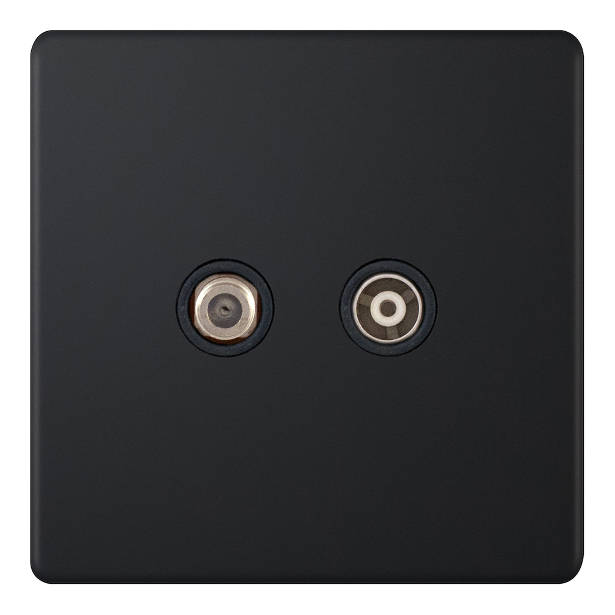 1 Gang F-Type Satellite Socket + 1 Gang TV/FM Coaxial/Aerial Socket Isolated - Range Selectric 5M-PLUS Screwless