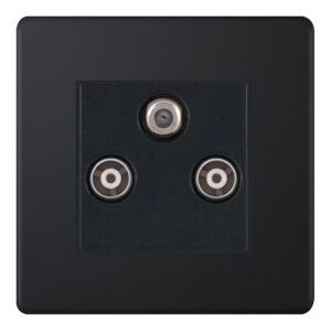 1 Gang F-Type Satellite Socket + 2 Gang TV/FM Coaxial/Aerial Socket Isolated - Range Selectric 5M-PLUS Screwless