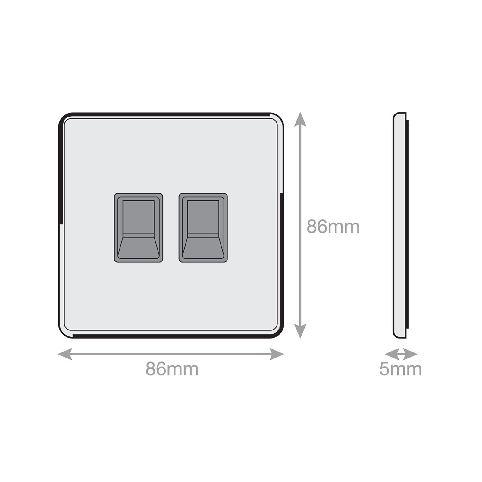 2 Gang RJ45 Computer / Data Socket - Range Selectric 5M-PLUS Screwless