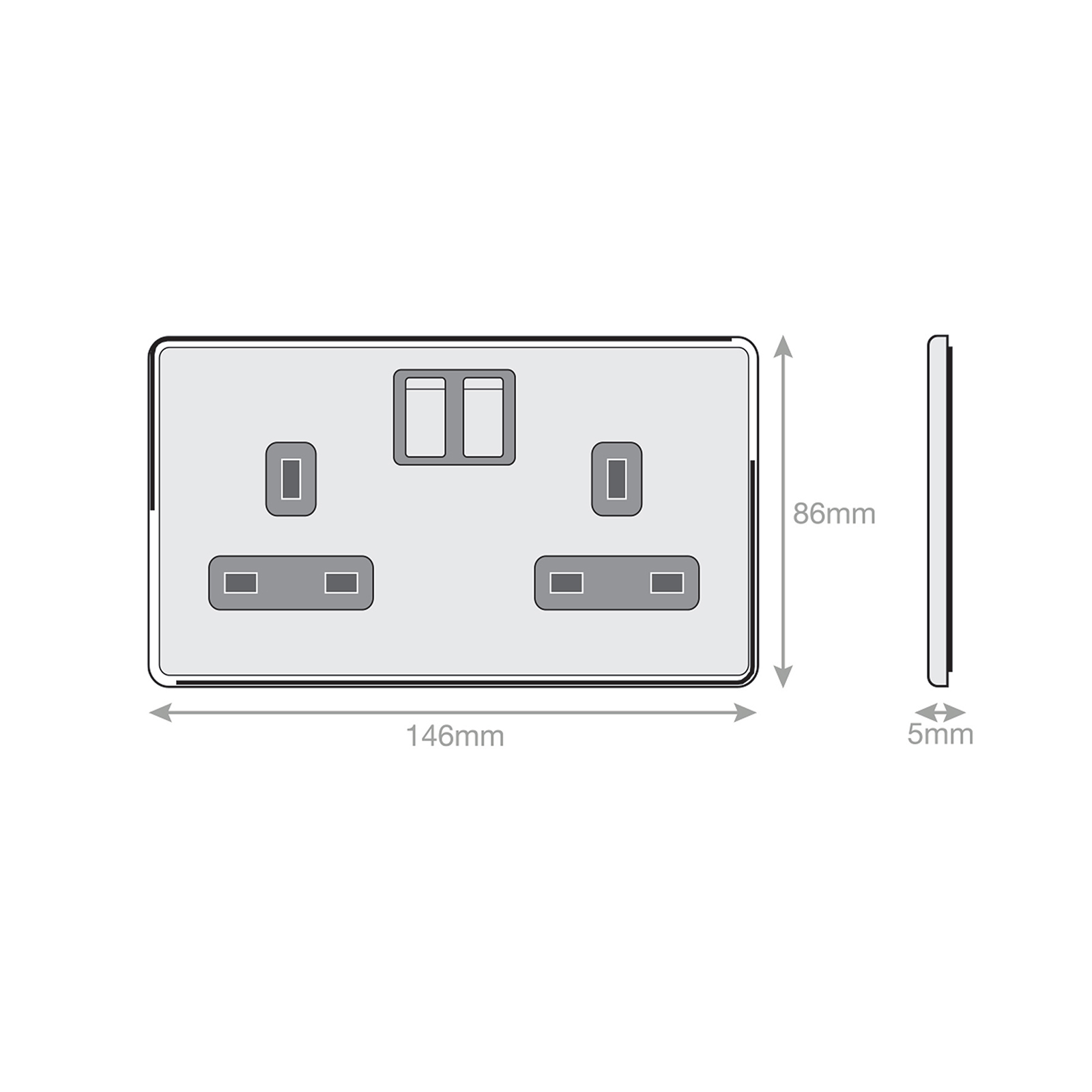 13 Amp Socket Outlets SP + 2 Earth Terminals - Switched - Range Selectric 5M-PLUS Screwless