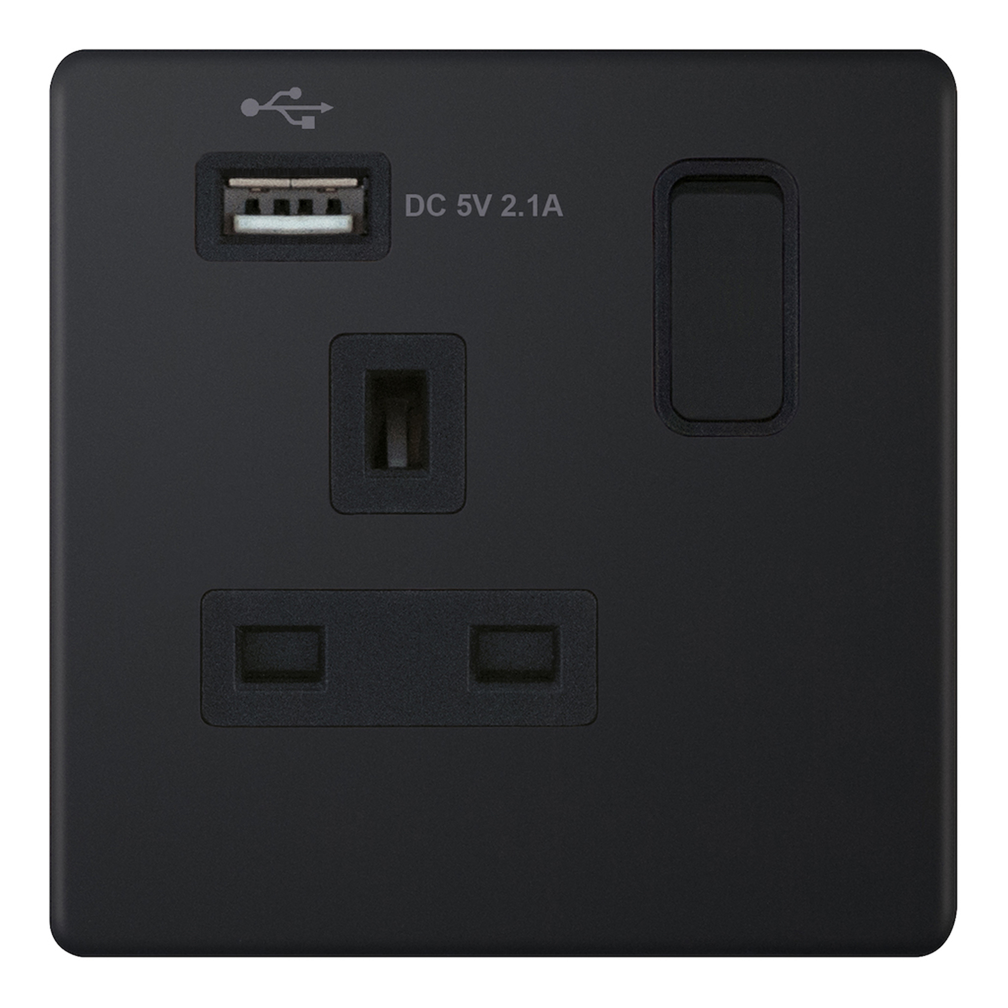 1 Gang 13 Amp Socket with 1 x USB Port SP - Switched - Range Selectric 5M-PLUS Screwless