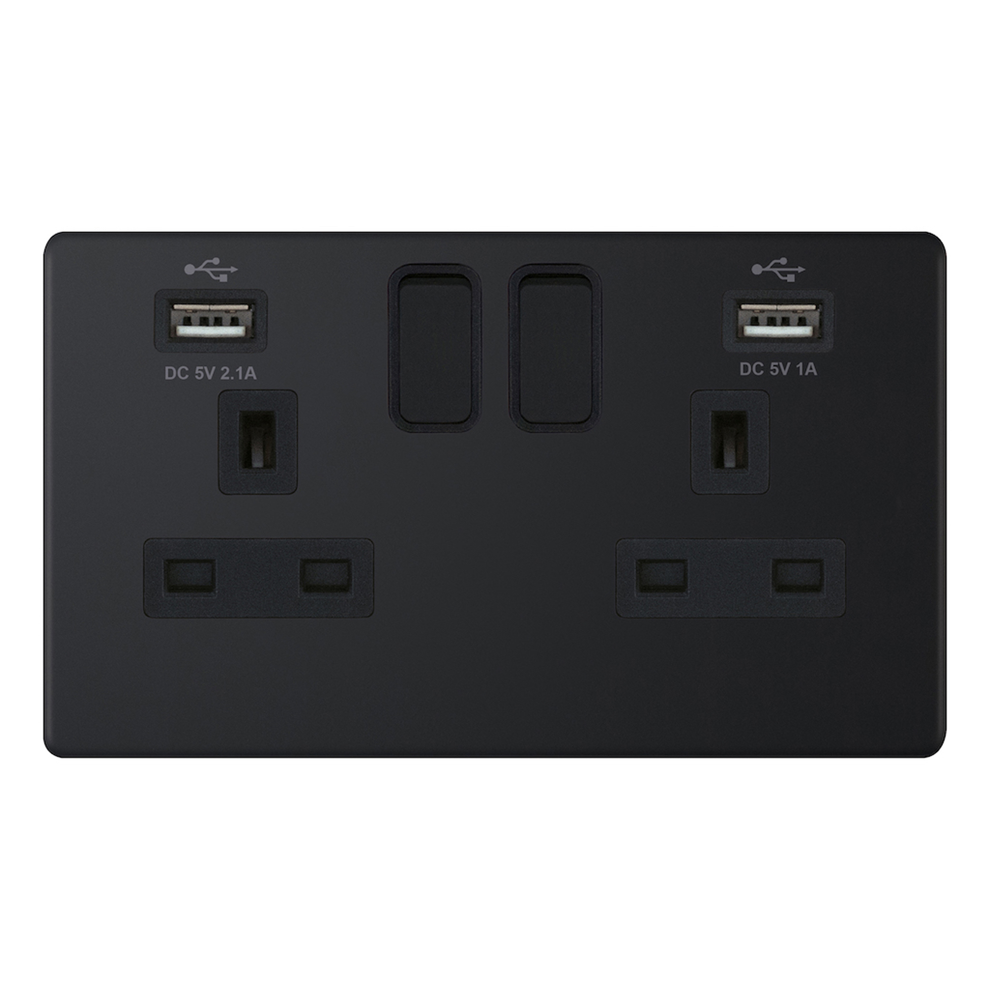 2 Gang 13 Amp Socket with 2 x USB Ports SP - Switched - Range Selectric 5M-PLUS Screwless
