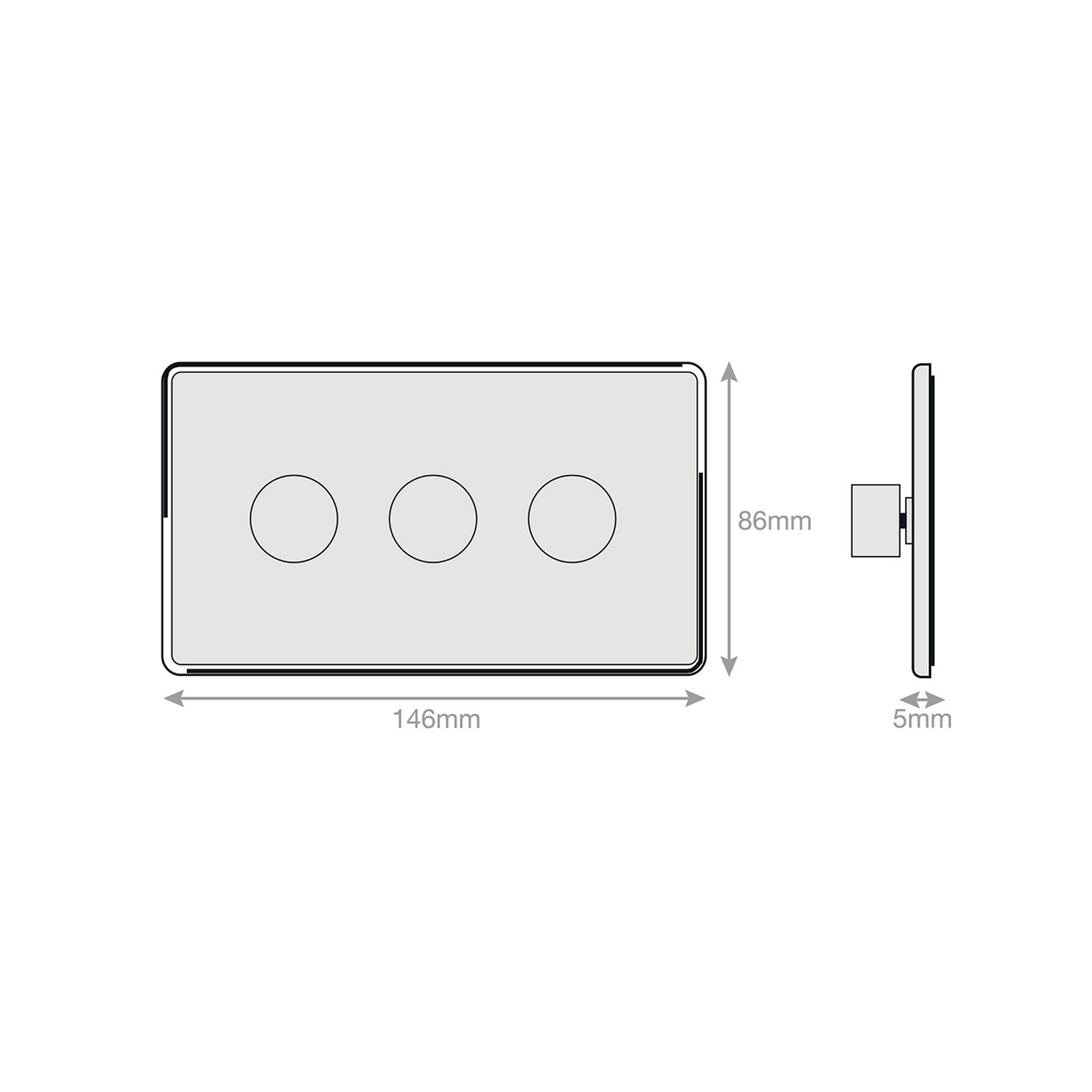 LED Dimmer - 5-100W, 3 Gang 2 Way - Range Selectric 5M-PLUS Screwless