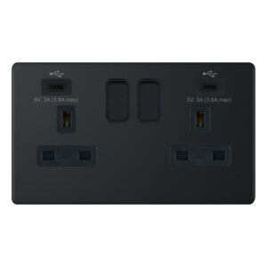 13 Amp USB Socket Outlets - 2 Gang Switched with 2 x USB Type C (3A / 3A) -  Selectric 5M-PLUS