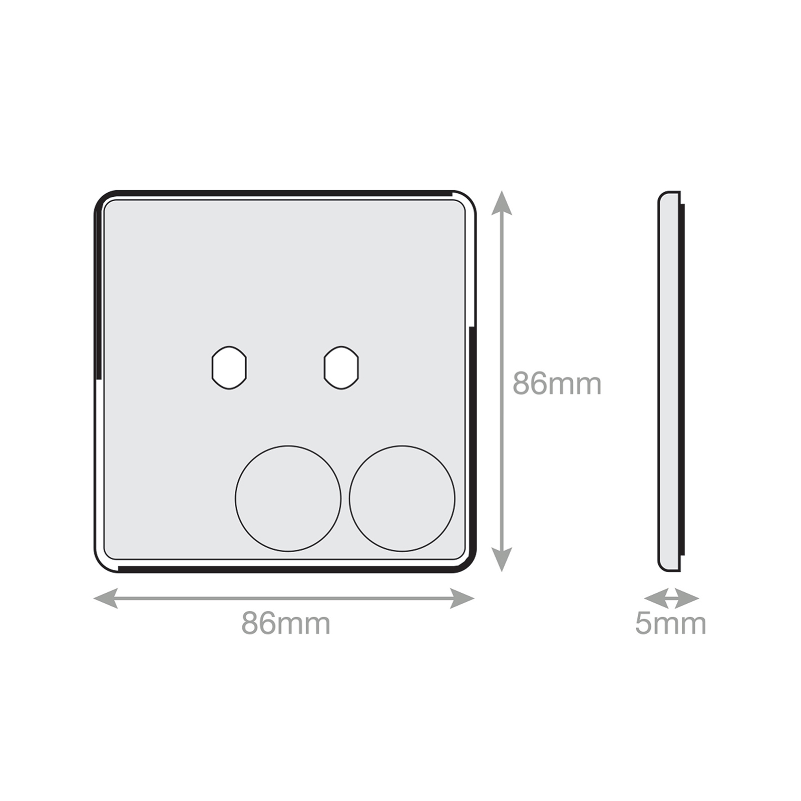 Empty Dimmer Plate - 2 Aperture Plate with Knobs - Range Selectric 5M-PLUS Screwless