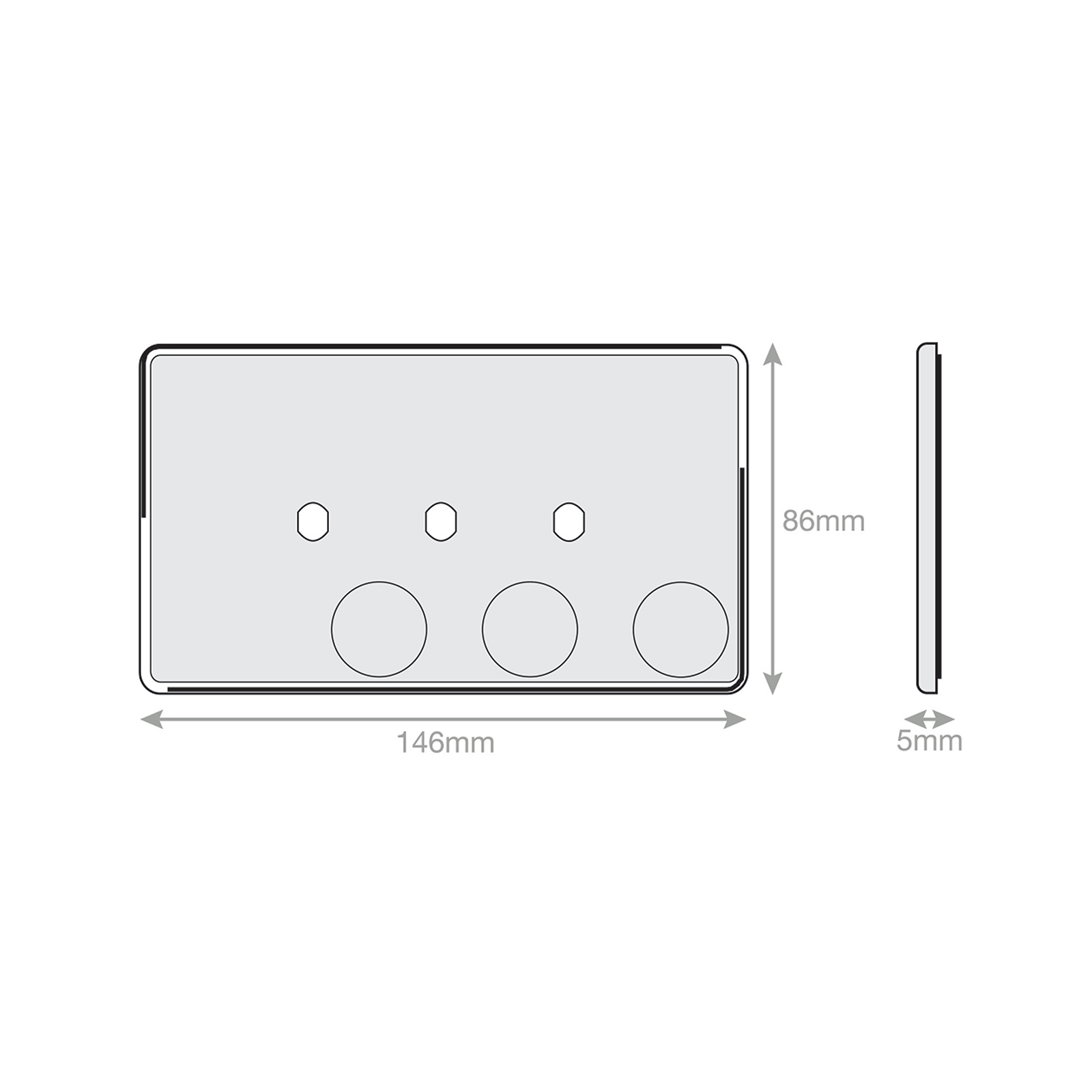 Empty Dimmer Plate - 3 Aperture Plate with Knobs - Range Selectric 5M-PLUS Screwless