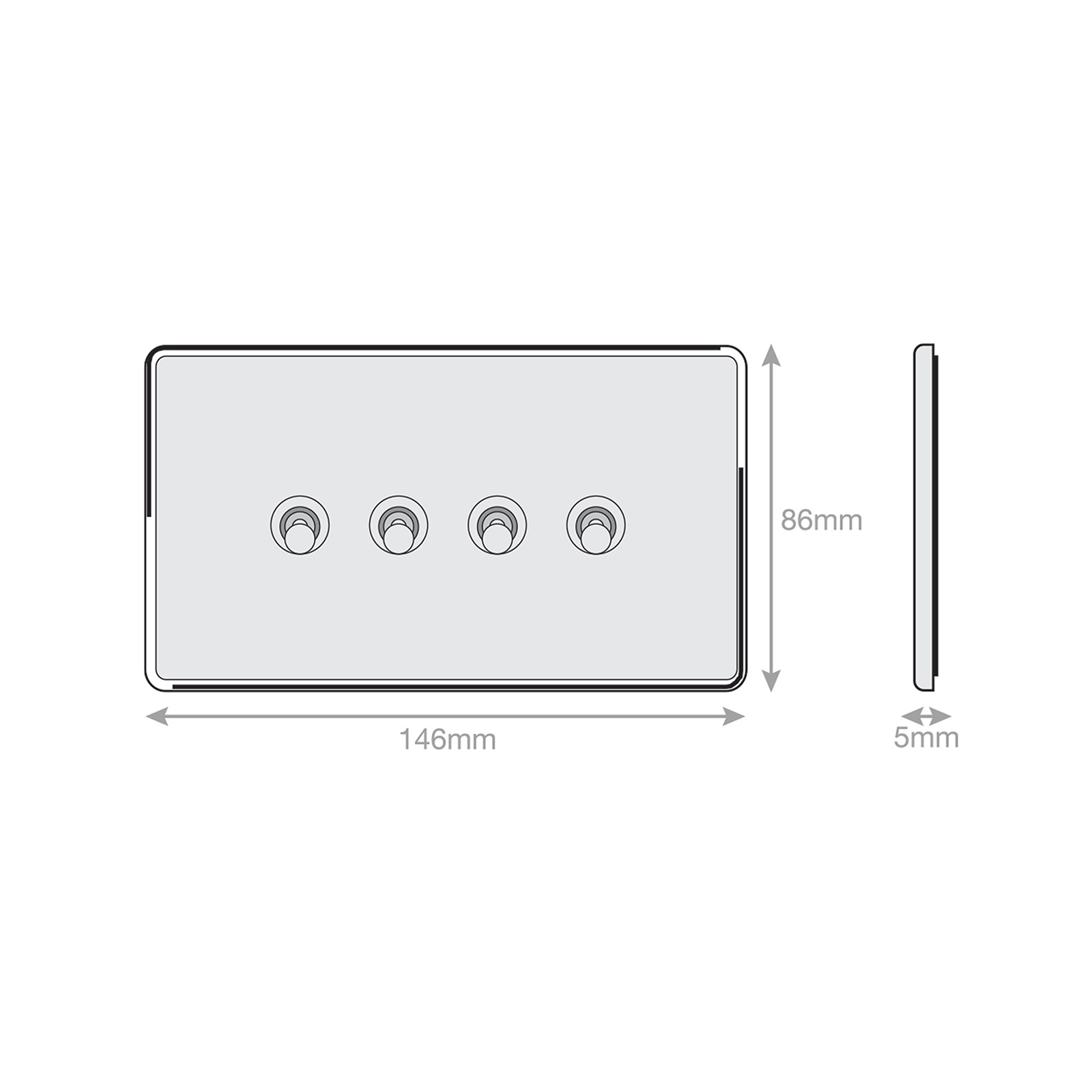 10 Amp Toggle Switch - 4 Gang 2 Way - Range Selectric 5M-PLUS Screwless