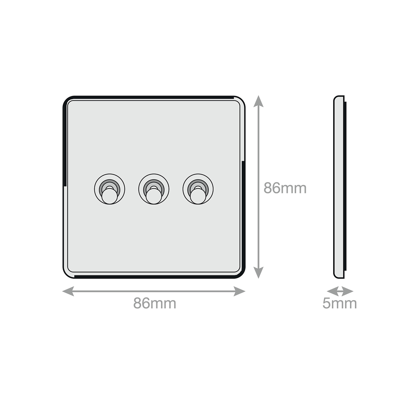 10 Amp Toggle Switch - 3 Gang 2 Way - Range Selectric 5M-PLUS Screwless