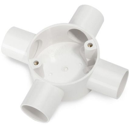 Univolt 4-Way Tee Box PVC 20mm White