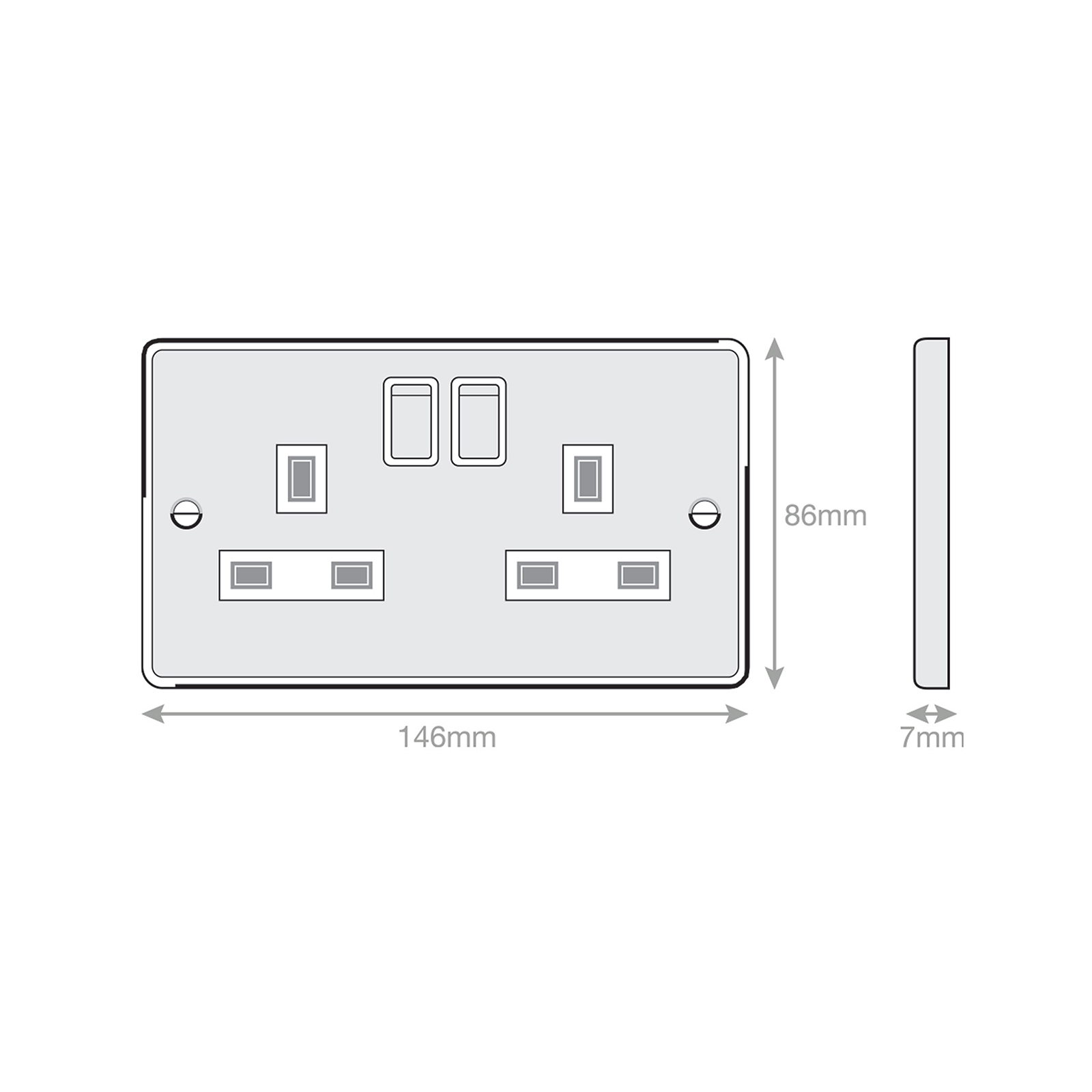 13 Amp Socket Outlets DP + 2 Earth Terminals - Switched - Range Selectric 7M-PRO