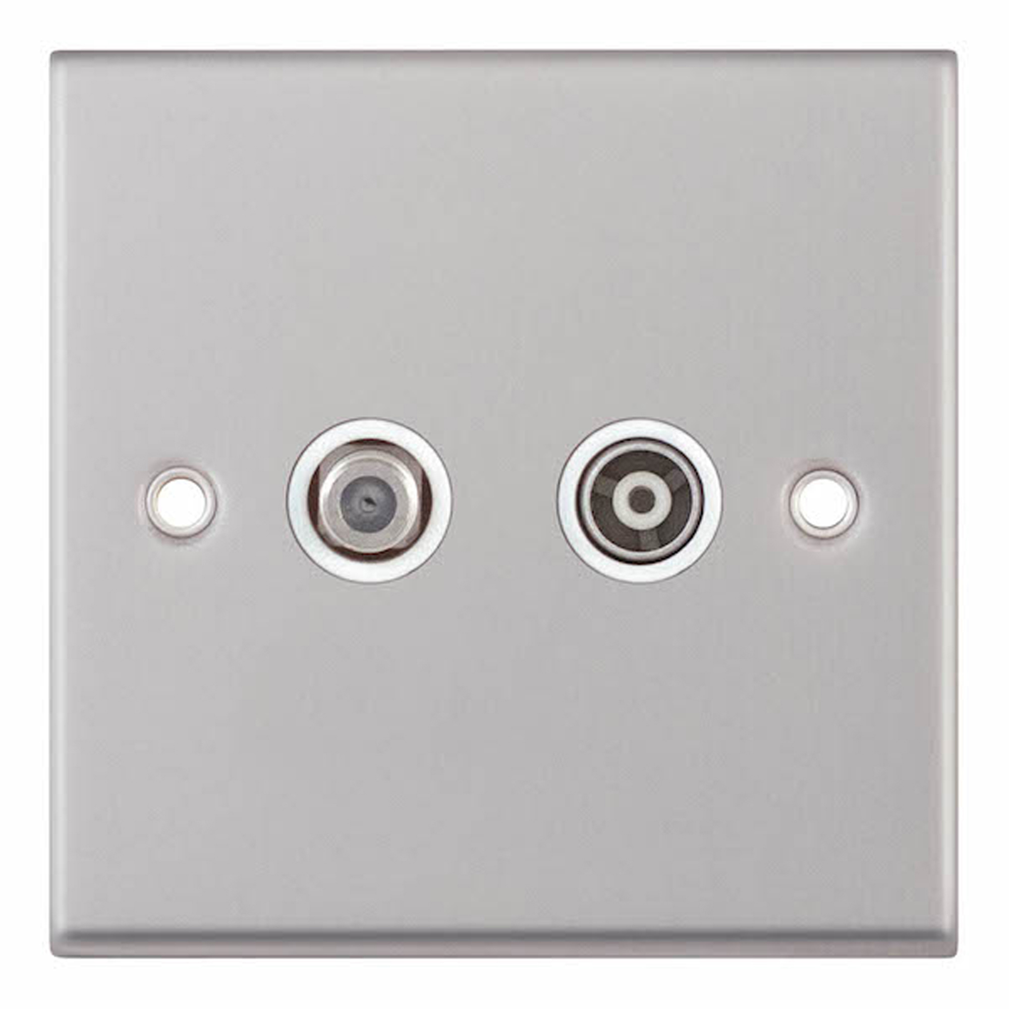 1 Gang F-Type Satellite Socket + 1 Gang TV/FM Coaxial/Aerial Socket Isolated - Range Selectric 7M-PRO