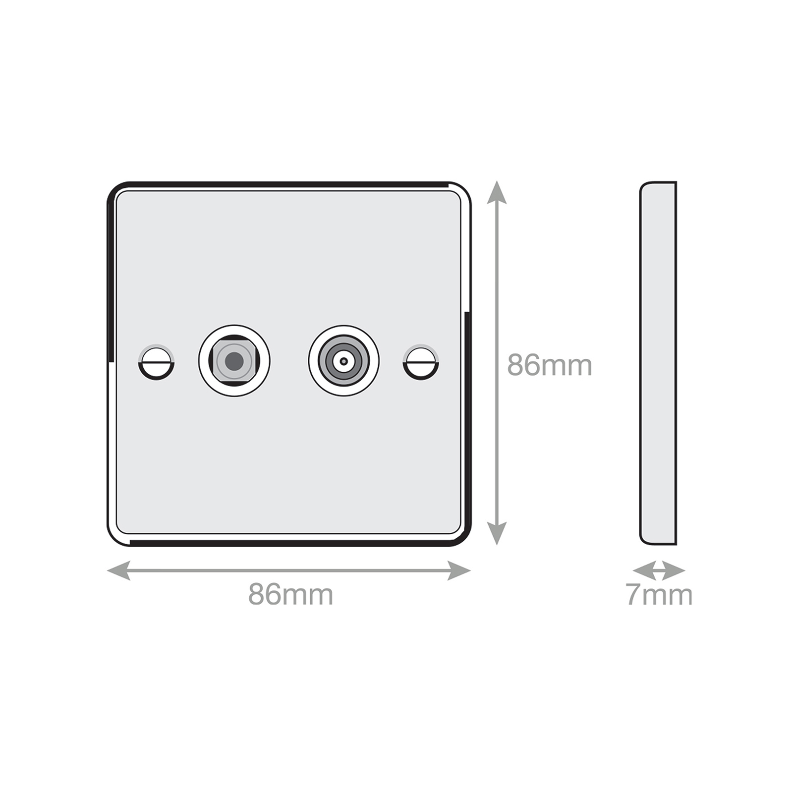 1 Gang F-Type Satellite Socket + 1 Gang TV/FM Coaxial/Aerial Socket Isolated - Range Selectric 7M-PRO