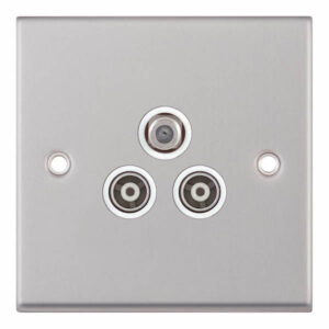 1 Gang F-Type Satellite Socket + 2 Gang TV/FM Coaxial/Aerial Socket Isolated - Range Selectric 7M-PRO