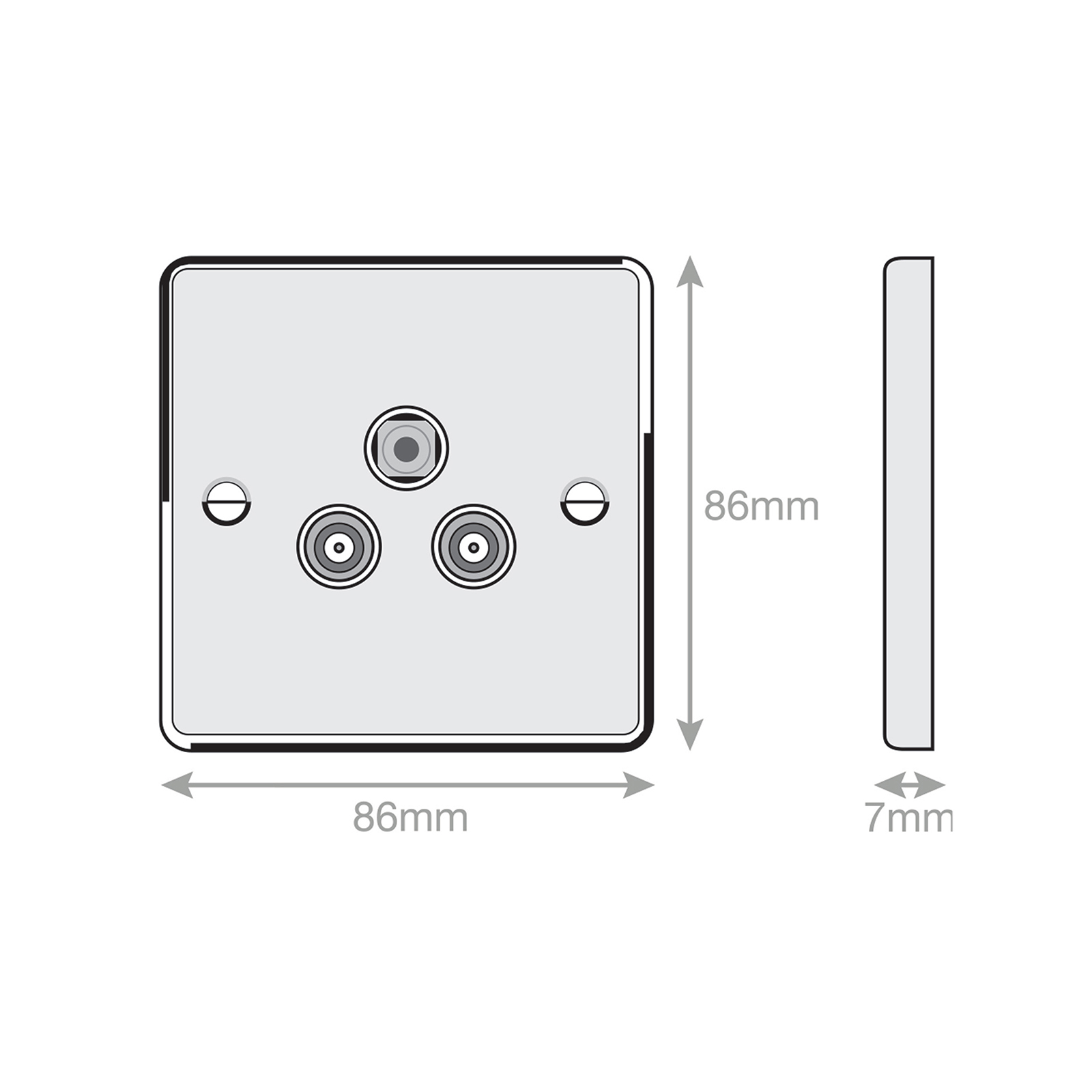 1 Gang F-Type Satellite Socket + 2 Gang TV/FM Coaxial/Aerial Socket Isolated - Range Selectric 7M-PRO