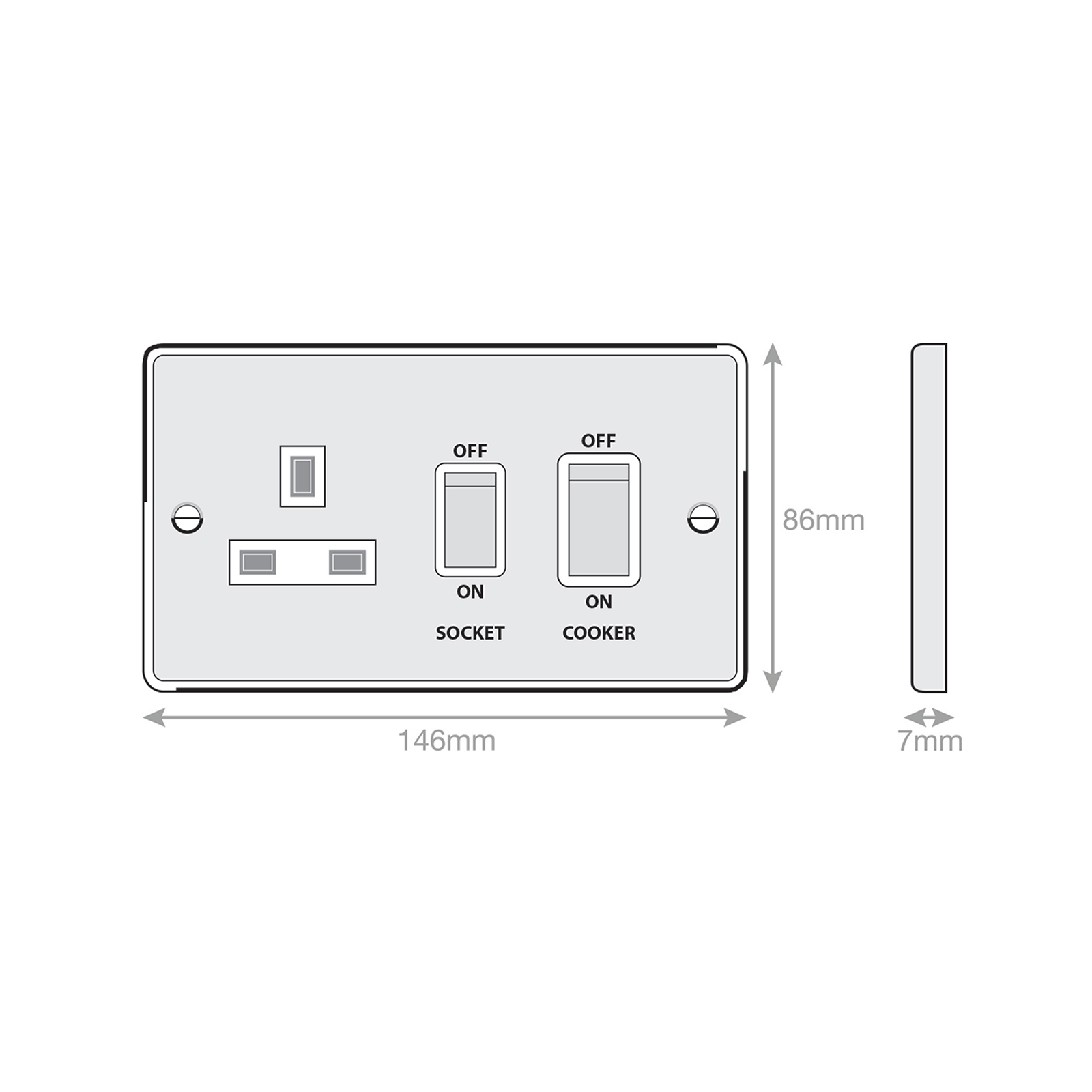 45 Amp Cooker Unit with 13 Amp Switched Socket - Range Selectric 7M-PRO